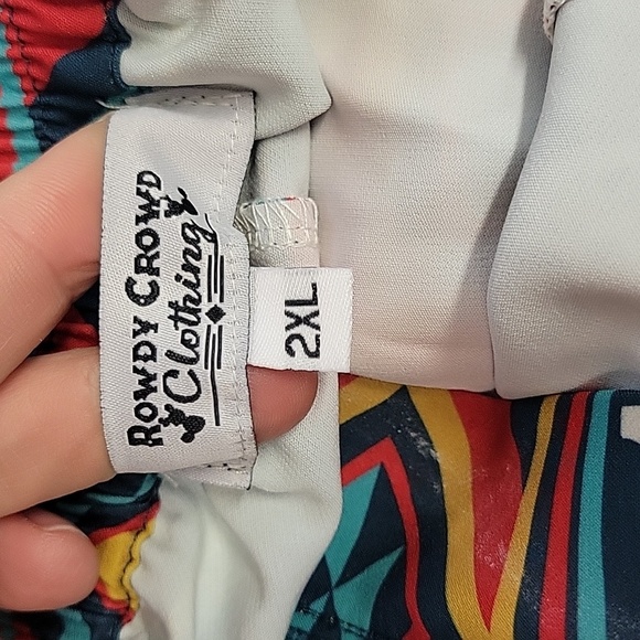 Western Serape Buffalo Aztec Horizonal Striped 2xl Shorts - Picture 6 of 6